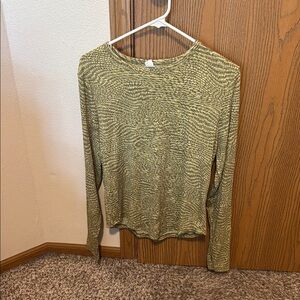 Old Navy Green Ribbed Fitted Long Sleeve Top